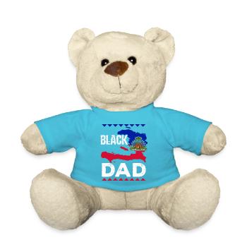 Haiti Haitian Flagge Vater Kind I Geschenk - Teddy - Atollblau - Vorne