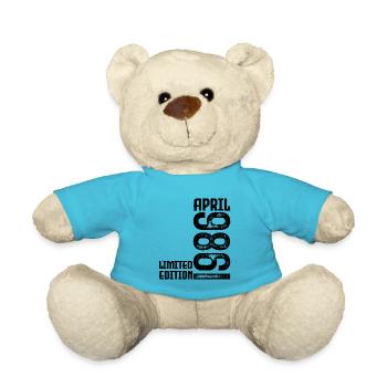Cadeau Avril 1986. Anniversaire avril 1986. April. - Nounours - bleu outremer - Devant