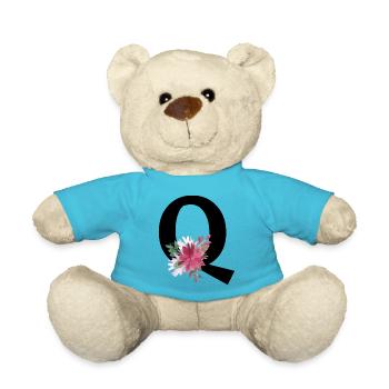 Blumenbuchstabe q - Teddy - Atollblau - Vorne