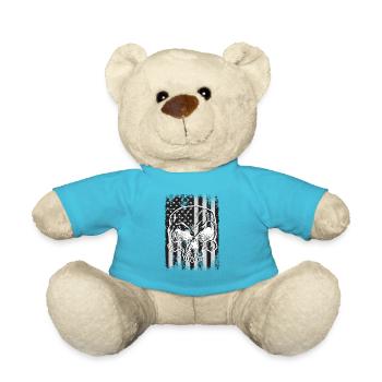 Colorful Skull Cool Skull with USA Flag - Teddy Bear - atoll blue - Front