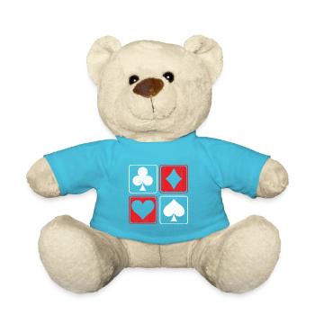 Poker Card Gambling Casino Gambler Game Hand Bluff - Teddy Bear - atoll blue - Front