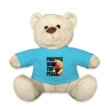 Practice what you peach - Lustiger Spruch Pfirsich - Teddy - Atollblau - Vorne