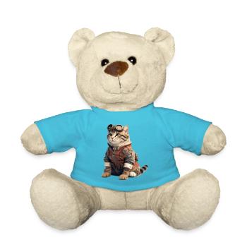Katze Retro Pilot - Teddy - Atollblau - Vorne