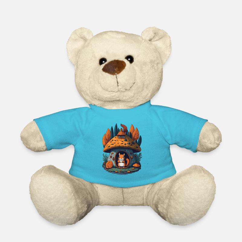Mushroom Cottage Squirrel - Teddy Bear - atoll blue