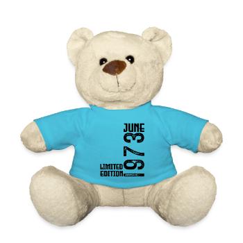 Geschenk Juni 1973 Geburtstag Juni 1973. Juni 1973 - Teddy - Atollblau - Vorne