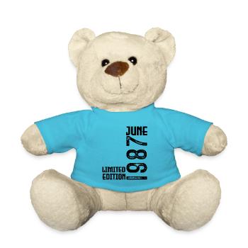 Gift June 1987 anniversary June 1987. June 1987 - Teddy Bear - atoll blue - Front