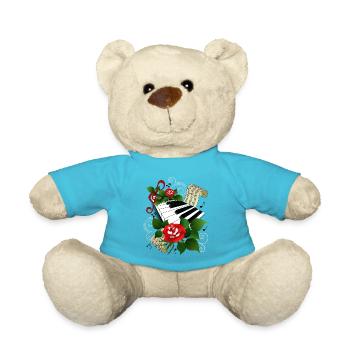 Klaviatur mit Rosen - Teddy - Atollblau - Vorne