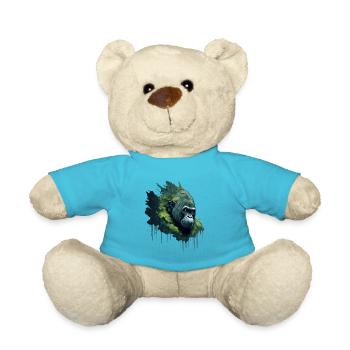 Aquarell Gorilla mit Blättern - Teddy - Atollblau - Vorne