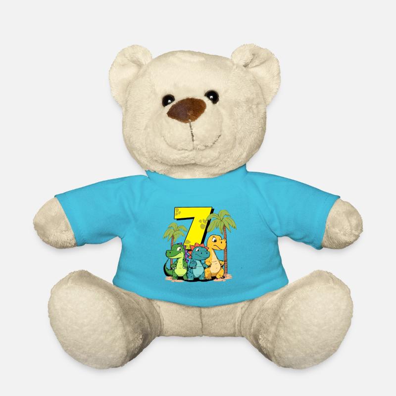 Cute Dinosaurs I am 7 dino birthday - Teddy - Atollblau