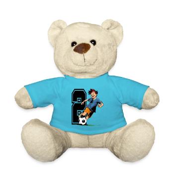 2 Year Old Footballer & Soccer Children's Birthday Party - Teddy Bear - atoll blue - Front