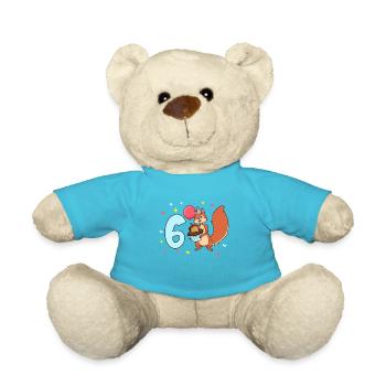 Mit Eichhörnchen - Kinder Geburtstag 6 Jahre - Teddy - Atollblau - Vorne