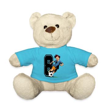 Football Birthday - 8 years old boy - 8. - Teddy Bear - atoll blue - Front