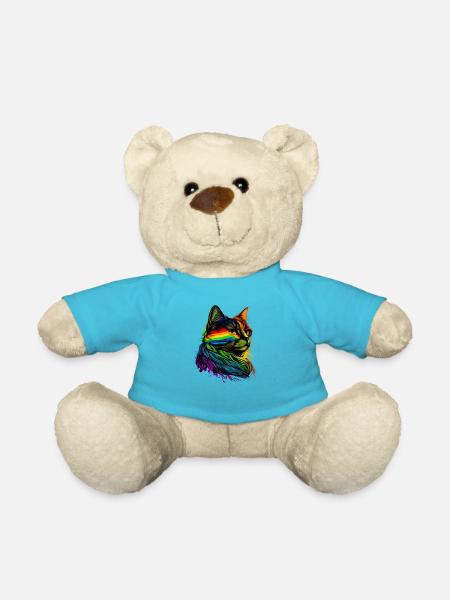 Rainbow Flag Gay Pride LGBTQ Katzen süße Katze - Teddy - Atollblau