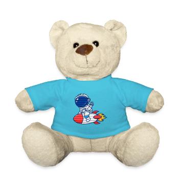 Space rocket travel. A gift for space fans - Teddy Bear - atoll blue - Front