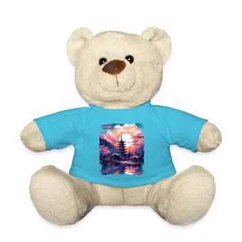 Japanische Alpen Japan Takayama Village Vaporwave - Teddy - Atollblau - Vorne