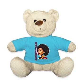 Femme noire avec lettrage américain - Nounours - bleu outremer - Devant