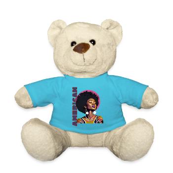 Femme noire avec lettrage américain - Nounours - bleu outremer - Devant
