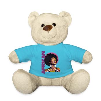 Femme noire avec lettrage africain - Nounours - bleu outremer - Devant