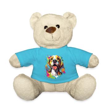 Buntes Beagle Design - Liebevoll und Lebhaft - Teddy - Atollblau - Vorne