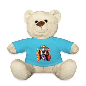 Chien de basset coloré avec lunettes de soleil amoureux des chiens - Nounours - bleu outremer - Devant