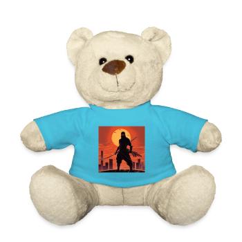 Ninja T-Shirt Männer, Jungen Fantasy Aufkleber, Tassen Mützen - Teddy - Atollblau - Vorne