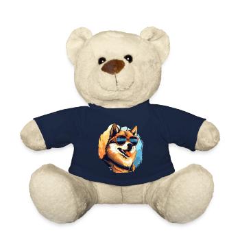 Bunter Akita trägt Sonnenbrille Hundeliebhaber - Teddy - French Navy - Vorne