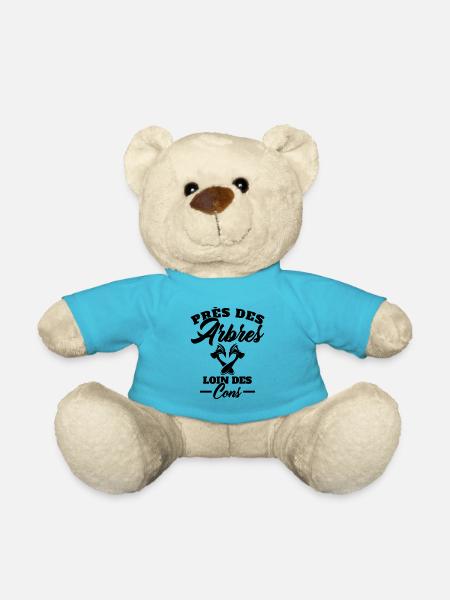 Près des Arbres loin des Cons Cadeau Bûcheron - Nounours - bleu outremer
