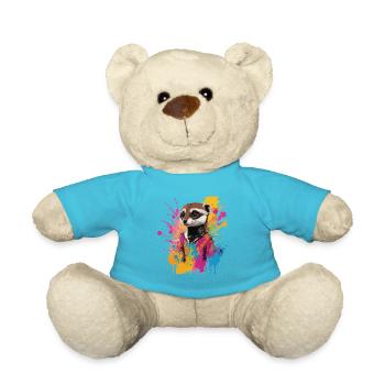 Graffiti Meerkat Art Painting Drawing Colorful - Teddy Bear - atoll blue - Front