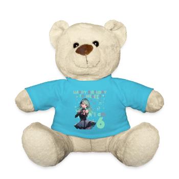 Anime Mandga K-Pop KPop Girl 6th Birthday - Teddy Bear - atoll blue - Front