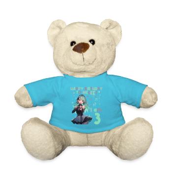Anime Mandga K-Pop KPop Girl 3rd Birthday - Teddy Bear - atoll blue - Front