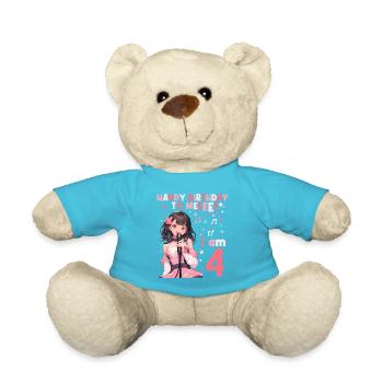 Anime Mandga K-Pop KPop Girl 4th Birthday - Teddy Bear - atoll blue - Front