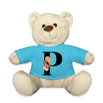 Buchstabe p Geburtstagsballon - Teddy - Atollblau - Vorne