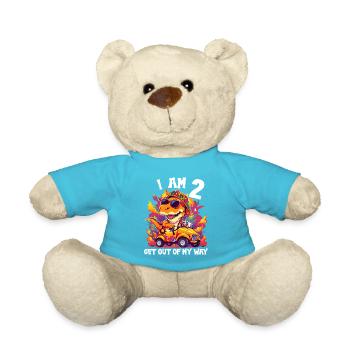 T-Rex Drives Monster Truck I'm 2nd Birthday - Teddy Bear - atoll blue - Front