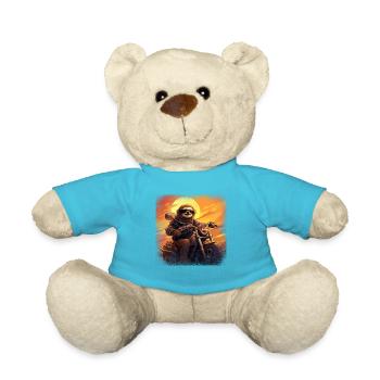 Funny sloth with sunglasses on motorcycle - Teddy Bear - atoll blue - Front