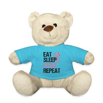 Eat Sleep Cycle Repeat - Fahrradleben Blumen - Teddy - Atollblau - Vorne