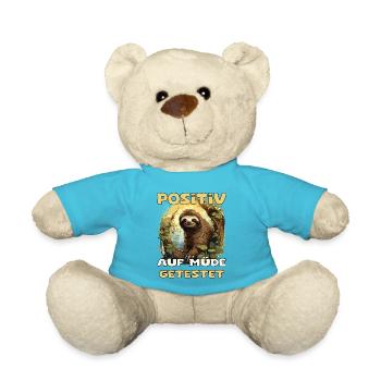 Lustiges Faultier auf einem Baum witziger Spruch - Teddy - Atollblau - Vorne