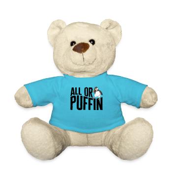 Puffin Shirt, All Or Puffin Tee, Group Of Marine - Teddy Bear - atoll blue - Front