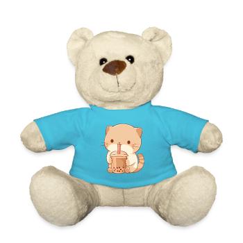 Boissons pour chats kawaii Boba Bubble Tea Chibi - Nounours - bleu outremer - Devant