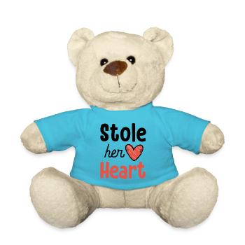 Stole Your Heart His Fries - Couple - Teddy Bear - atoll blue - Front