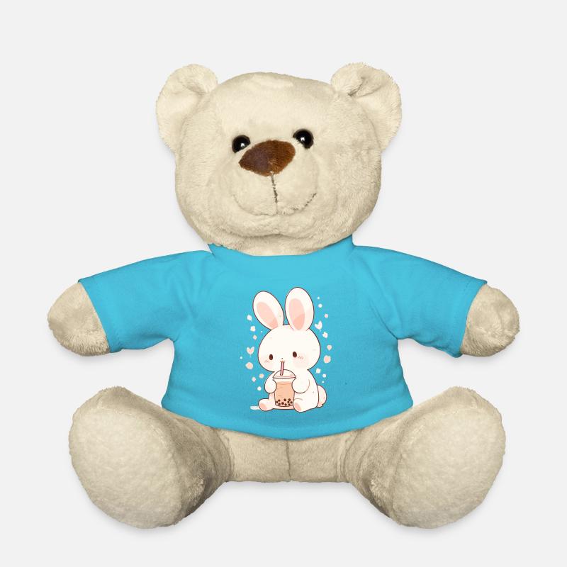 Kawaii Hase trinkt Boba Bubble Tea Chibi - Teddy - Atollblau