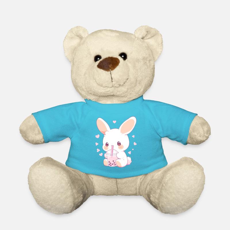 Kawaii Bunny boit Boba Bubble Tea Chibi - Nounours - bleu outremer