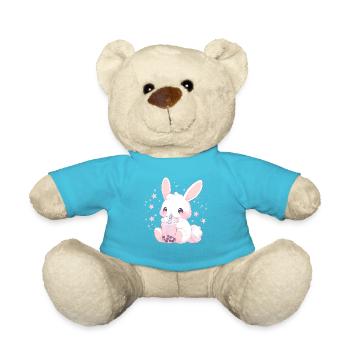 Kawaii Hase trinkt Boba Bubble Tea Chibi - Teddy - Atollblau - Vorne