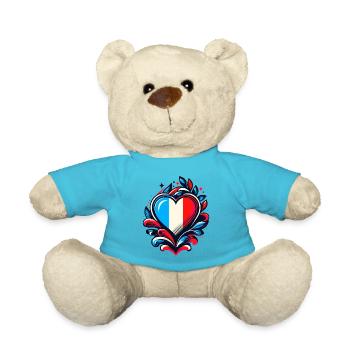 Heart French Flag - Teddy Bear - atoll blue - Front