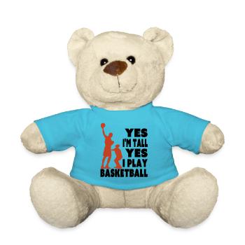 Yes I Am Tall I Play Basketball Funny Tall Player - Teddy Bear - atoll blue - Front