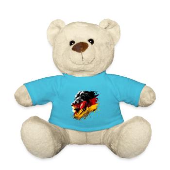 Lion with German Flag Gift Lion Lover - Teddy Bear - atoll blue - Front