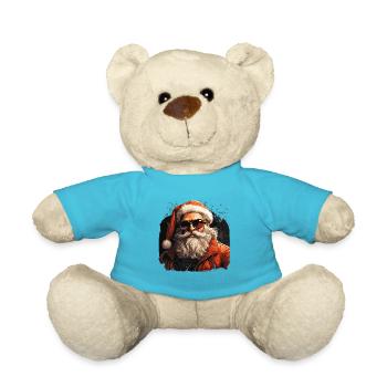 Lustiger Cooler Weihnachtsmann mit Sonnenbrille - Teddy - Atollblau - Vorne