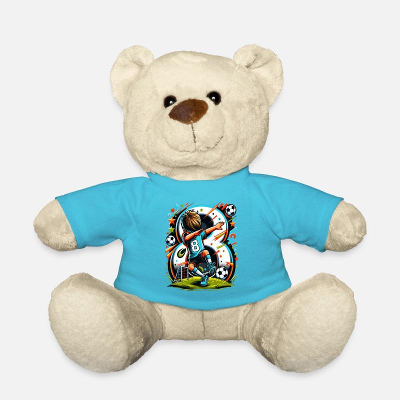 8 Jahre Alter Junge Fußball Geburtstag Idee - Teddy - Atollblau