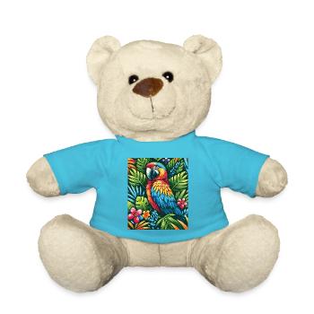 Bunter tropischer Papagei im Blütenparadies - Teddy - Atollblau - Vorne
