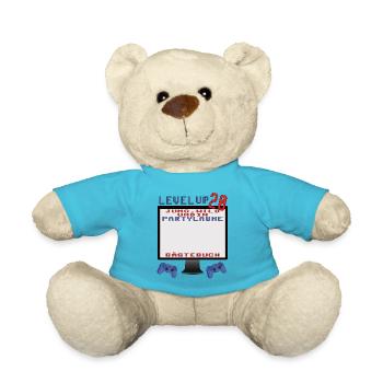 20. Geburtstag Frau & Mann Gästebuch - Teddy - Atollblau - Vorne