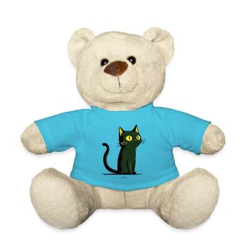 Green cartoon cat - Teddy Bear - atoll blue - Front